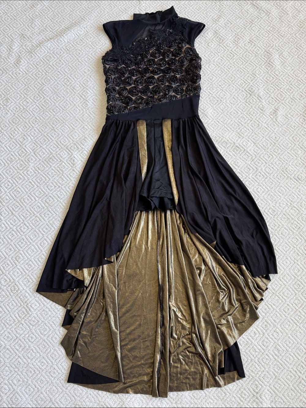 Costume Gallery Black and Gold High-Low Floral Bodice Dance Costume for Girls